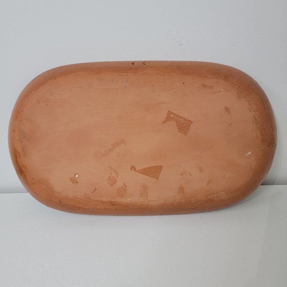 Mexican Hand Painted Folk Art Oval Clay Tray Platter Terracotta Wall Decor Fish - Picture 5 of 9